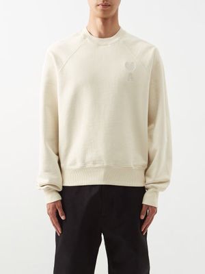 Ami - Ami De Caur-logo Organic-cotton Sweatshirt - Mens - Cream