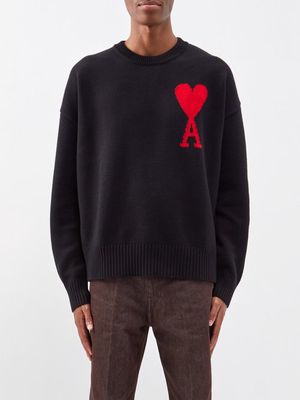 Ami - Ami De Caur-logo Wool Sweater - Mens - Black