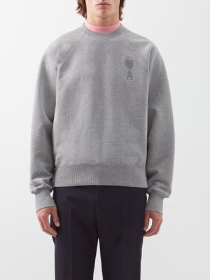 Ami - Ami De Caur Organic-cotton Jersey Sweatshirt - Mens - Grey