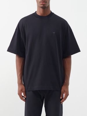 Ami - Ami De Caur Organic-cotton Oversized T-shirt - Mens - Black