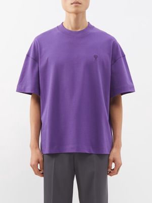 Ami - Ami De Caur Organic-cotton Oversized T-shirt - Mens - Purple