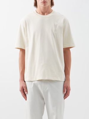 Ami - Logo-embroidered Organic-cotton Jersey T-shirt - Mens - Cream