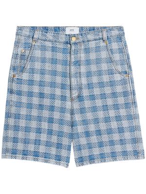 AMI Paris Alex checkered denim shorts - Blue