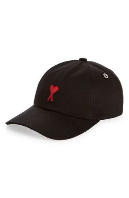 AMI PARIS Ami de Coeur Embroidered Adjustable Baseball Cap in Black/001