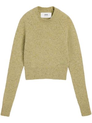 AMI Paris Ami de Coeur-embroidered mélange jumper - Green