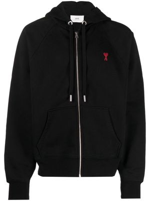 AMI Paris Ami de Coeur-embroidered zip-up hoodie - Black