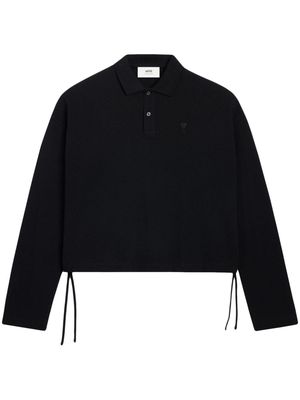 AMI Paris Ami de Coeur-embroidery polo shirt - Black