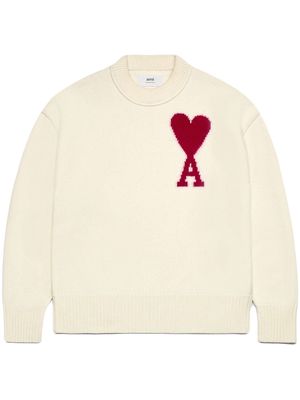 AMI Paris Ami de Coeur intarsia-knit wool jumper - White