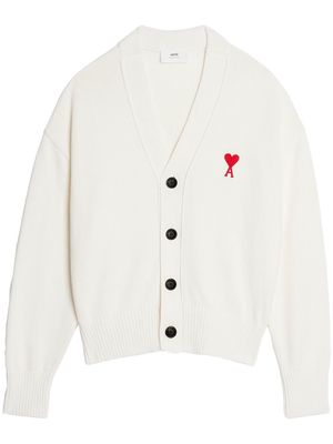 AMI Paris Ami de Coeur intarsia-logo cardigan - White