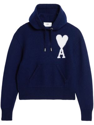 AMI Paris Ami De Coeur knitted hoodie - Blue
