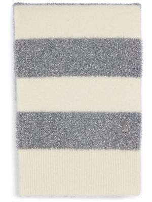 AMI Paris Ami de Coeur lurex-striped scarf - Neutrals