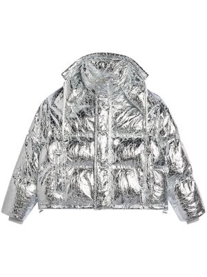 AMI Paris Ami de Coeur metallic down jacket - Silver