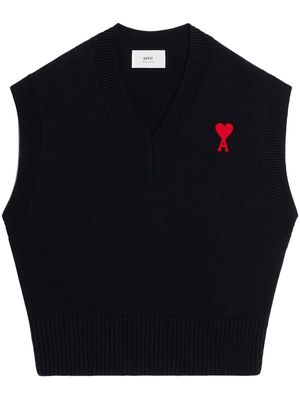 AMI Paris Ami De Coeur V-neck vest - Black