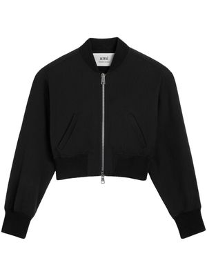 AMI Paris band-collar cropped bomber jacket - Black