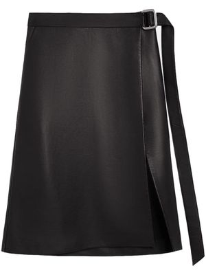 AMI Paris belted-waist lambskin midi skirt - Black