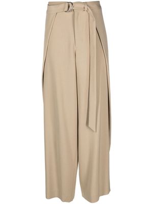 AMI Paris belted wide leg trousers - 265 CHAMPAGNE