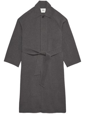 AMI Paris belted wool-blend coat - Grey