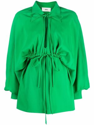 AMI Paris bow-detail long-sleeve dress - Green