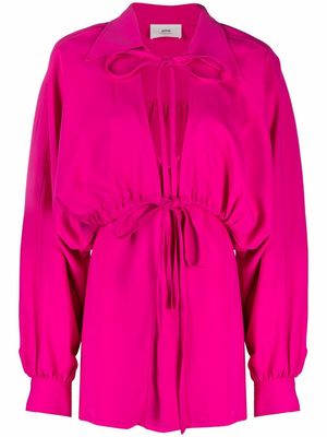 AMI Paris bow-detail long-sleeve dress - Pink