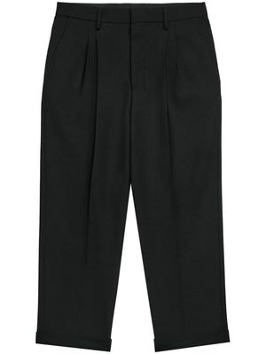 AMI Paris box-pleated cropped trousers - Black