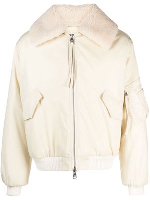 AMI Paris Boxy shearling-collar bomber jacket - White