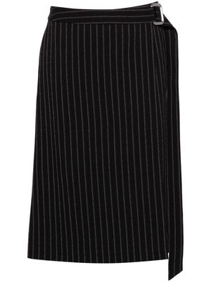 AMI Paris buckled striped midi skirt - Black