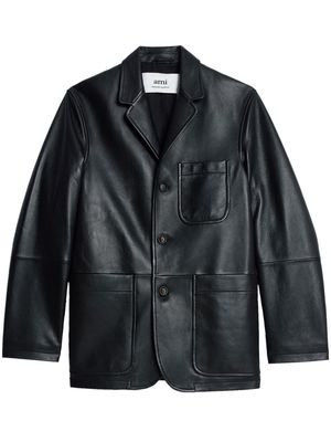 AMI Paris button-front leather blazer - Black