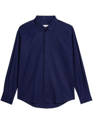 AMI Paris button-up curved hem shirt - Blue