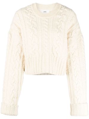 AMI Paris cable-knit virgin wool jumper - Neutrals