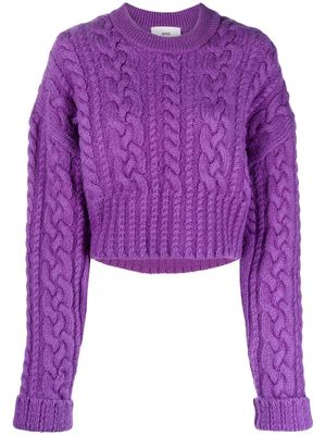 AMI Paris cable-knit virgin wool jumper - Purple