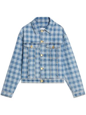 AMI Paris check-pattern denim jacket - Blue