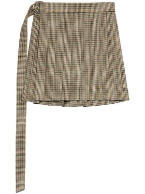 AMI Paris check-print pleated miniskirt - Neutrals