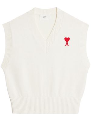 AMI Paris chest embroidered-logo knit vest - White