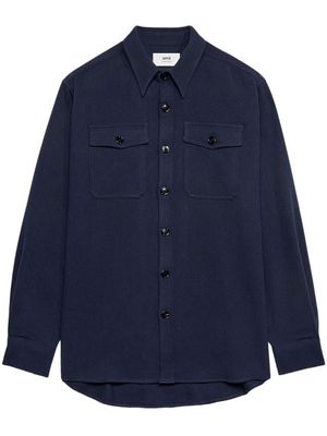AMI Paris classic-collar wool shirt jacket - Blue