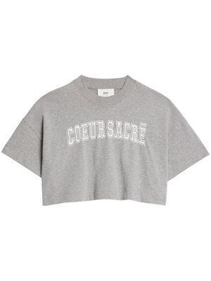 AMI Paris Coeur Sacré cropped cotton T-shirt - Grey