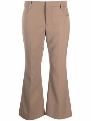 AMI Paris cropped flared trousers - Brown