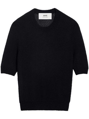 AMI Paris cropped textured-knit top - Black
