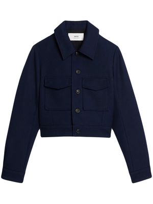 AMI Paris cropped wool jacket - Blue