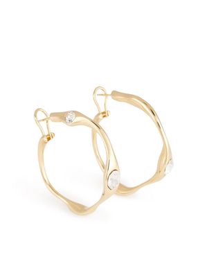 AMI Paris crystal-embellished hammered hoop earrings - Yellow