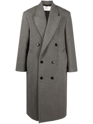 AMI Paris double-breasted long coat - 055 HEATHER GREY