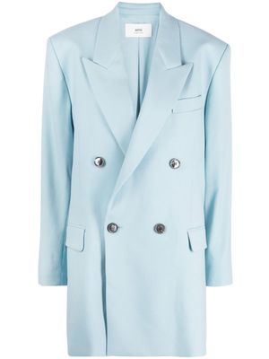 AMI PARIS double-breasted virgin wool coat - Blue