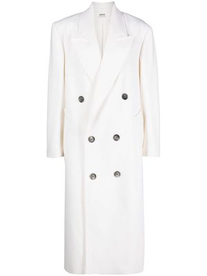 AMI Paris double-breasted virgin wool coat - White