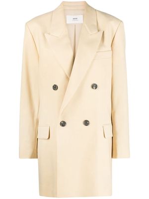 AMI Paris double-breasted virgin-wool jacket - Yellow