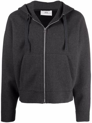 AMI Paris drop-shoulder zip-fastening hoodie - Grey