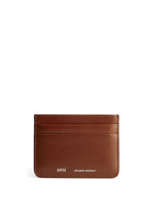 AMI Paris embossed-logo leather cardholder - Brown