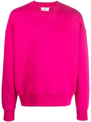 AMI Paris embroidered cotton sweatshirt - Pink