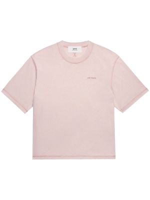 AMI Paris embroidered cotton T-Shirt - Pink