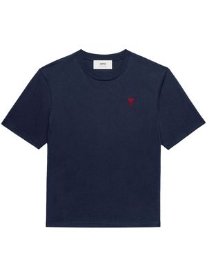 AMI Paris embroidered-logo cotton T-Shirt - Blue