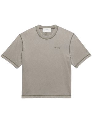 AMI Paris embroidered-logo cotton T-Shirt - Grey