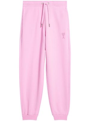 AMI Paris embroidered-logo cotton track pants - Pink